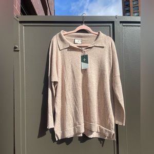 Tuckernuck Ecru Clayton Relaxed Knit Polo Shirt NWT